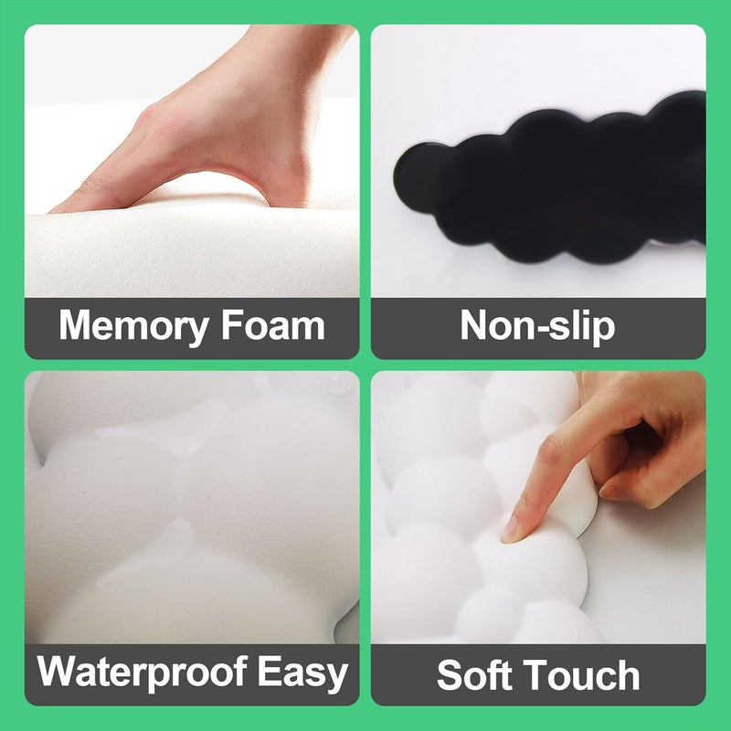 Bukela Keyboard Cloud Wrist Rest, Cloud Mouse Arm Wrist Rest Cute, Memory Foam Palm Rest for Keyboard, Ergonomic Arm Rest for Pain Relief with Non-slip, Suitable for Office Home Laptop (Black) - Image 3